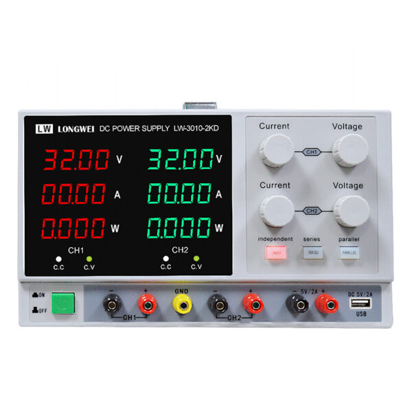 2KD series dual output benchtop switching DC power supply control panel